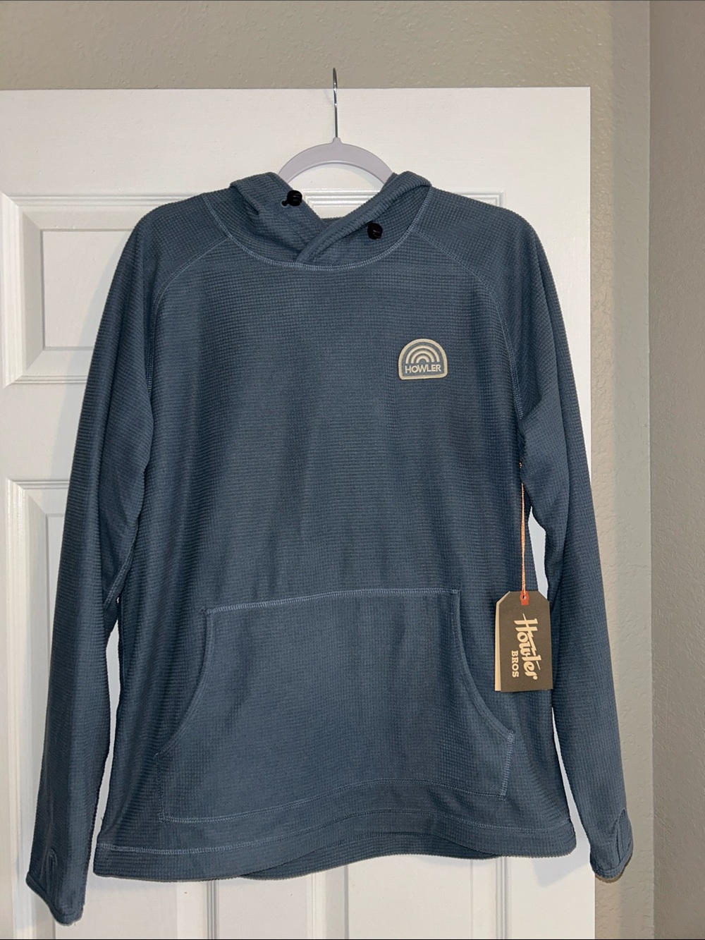 Howler Brothers Palo Duro Fleece Hoodie, Waffle Knit, Blue, Medium